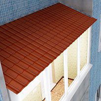 Крыша на балкон из металлочерепицы 900x3000